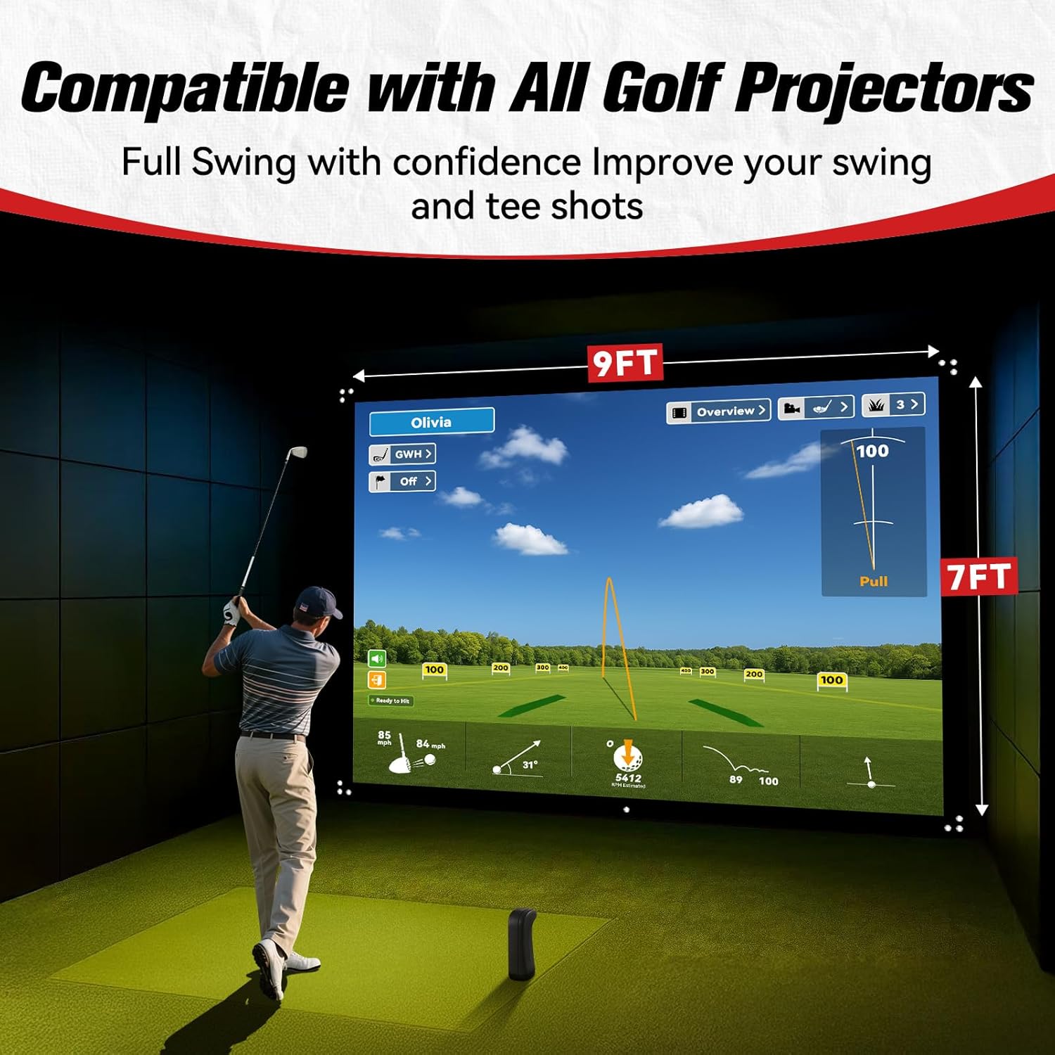 9x7ft Golf Simulator Impact Screen for Training