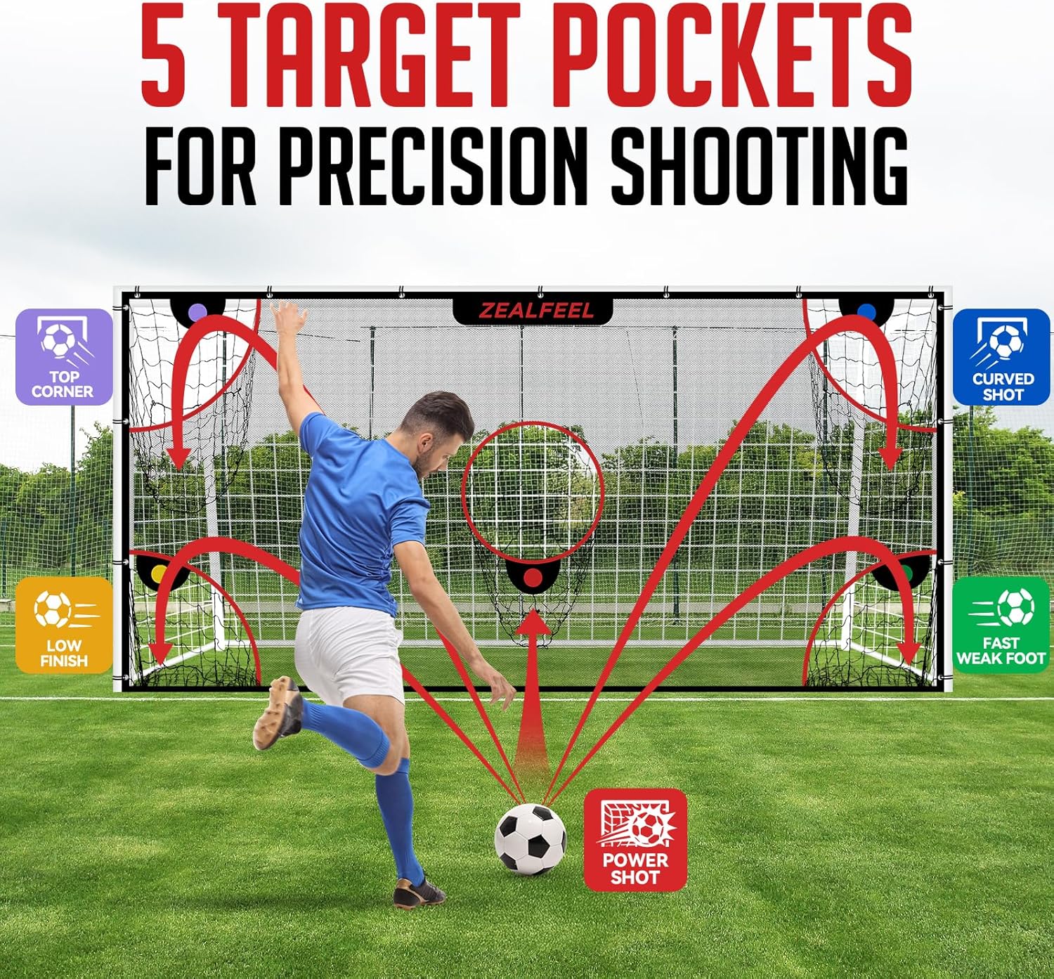 12x6ft Soccer Target Net with 5 Scoring Zones