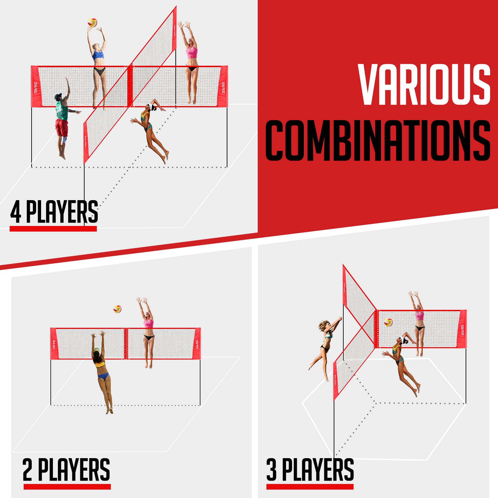 cross net 4 person volleyball
