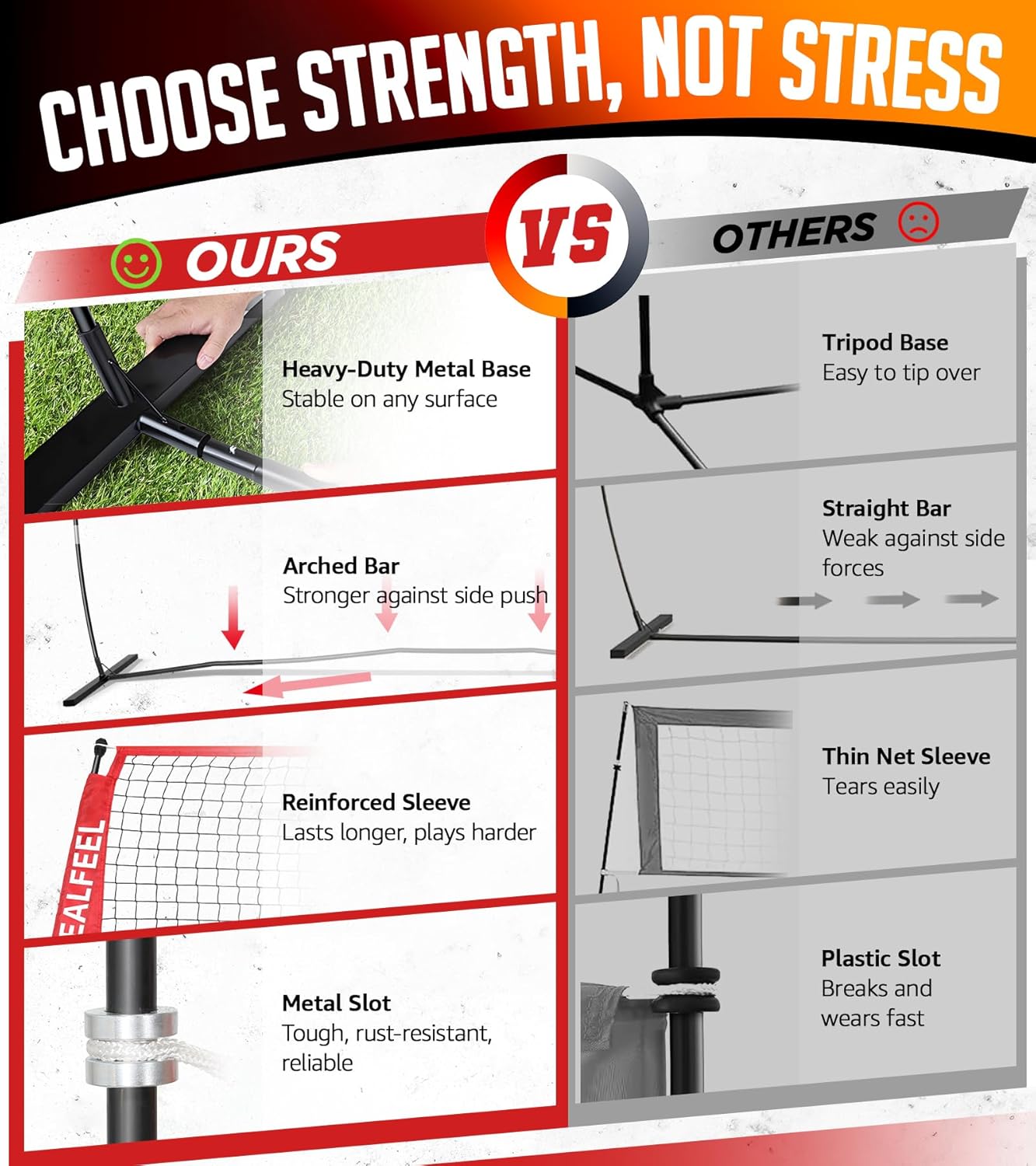 12FT Volleyball Net with 3-Level Adjustable Height