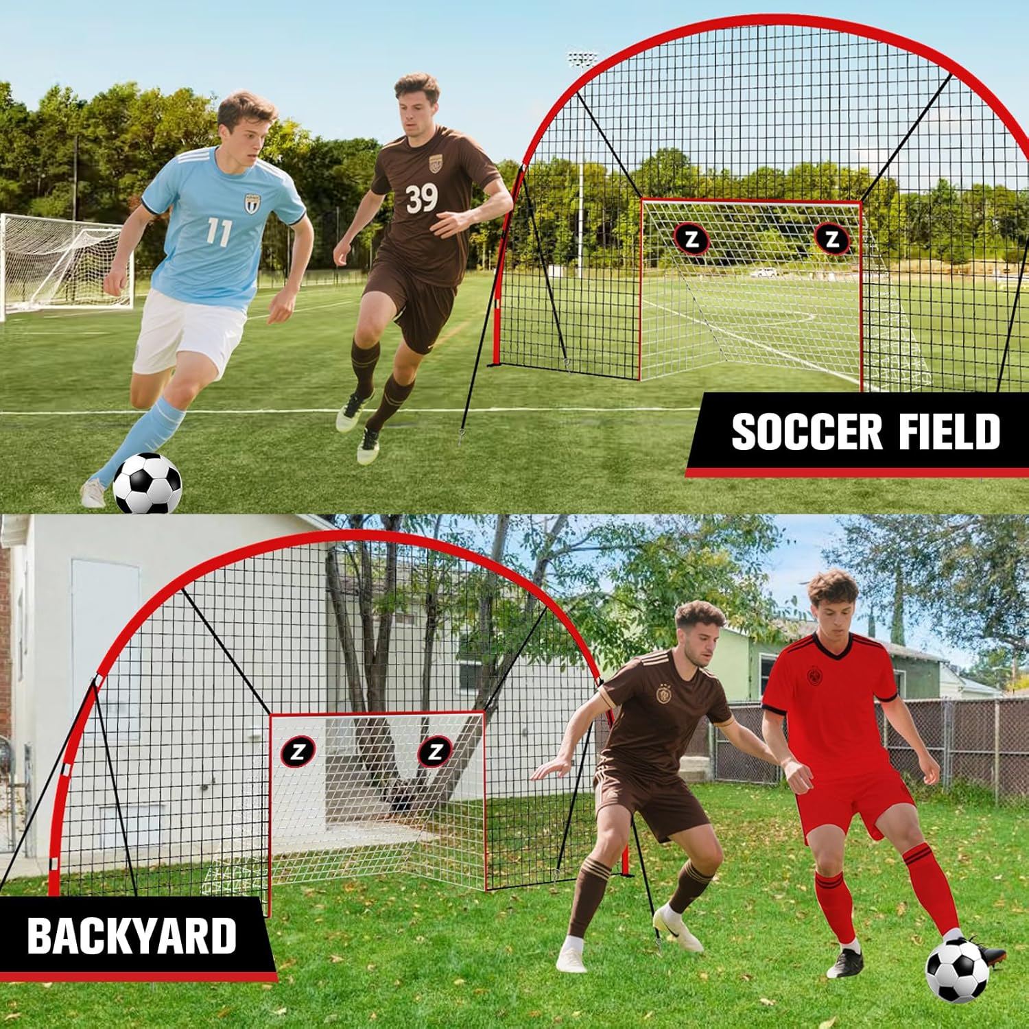 3-in-1 Soccer Goal with Backstop Net