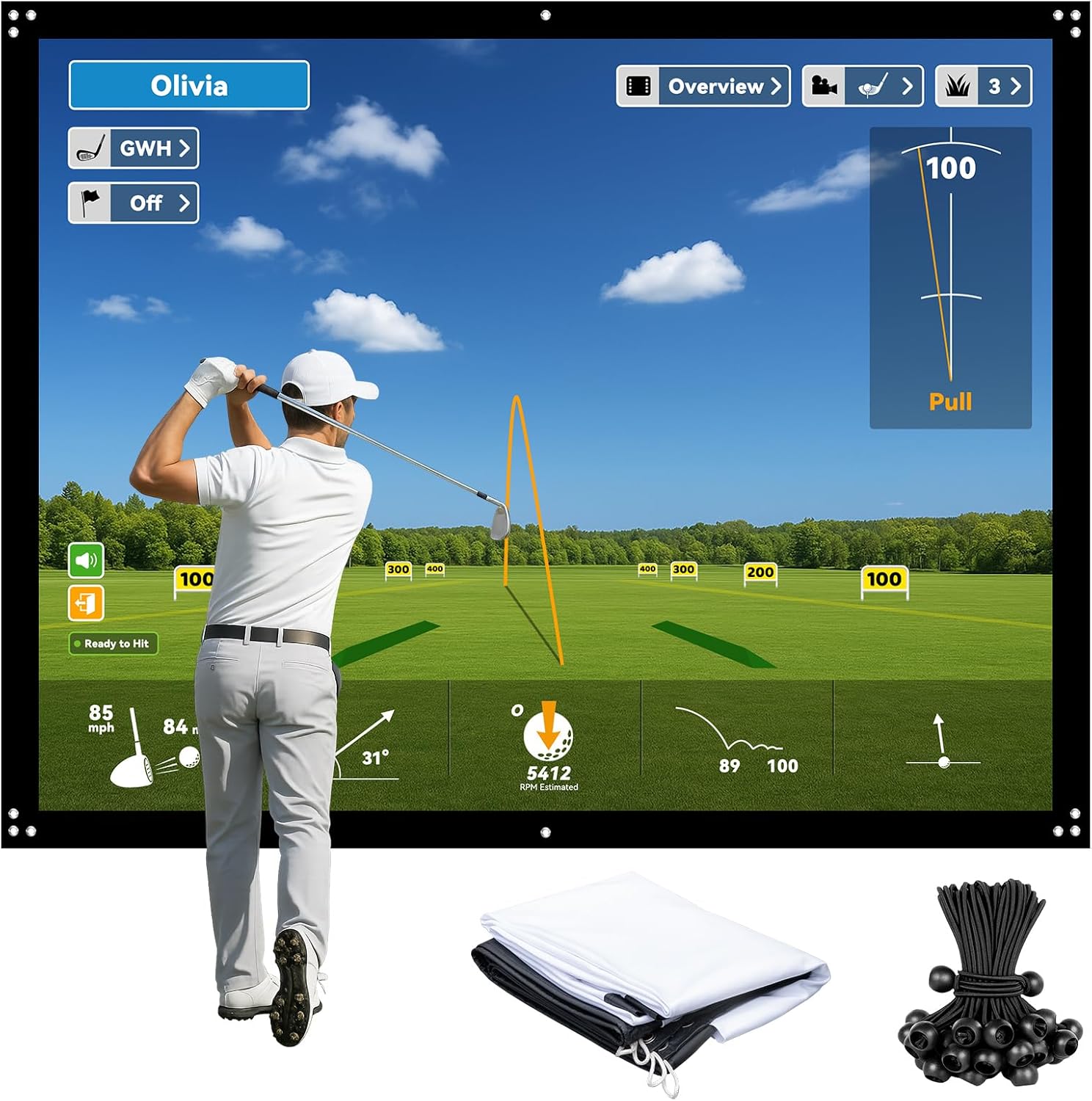 9x7ft Golf Simulator Impact Screen for Training