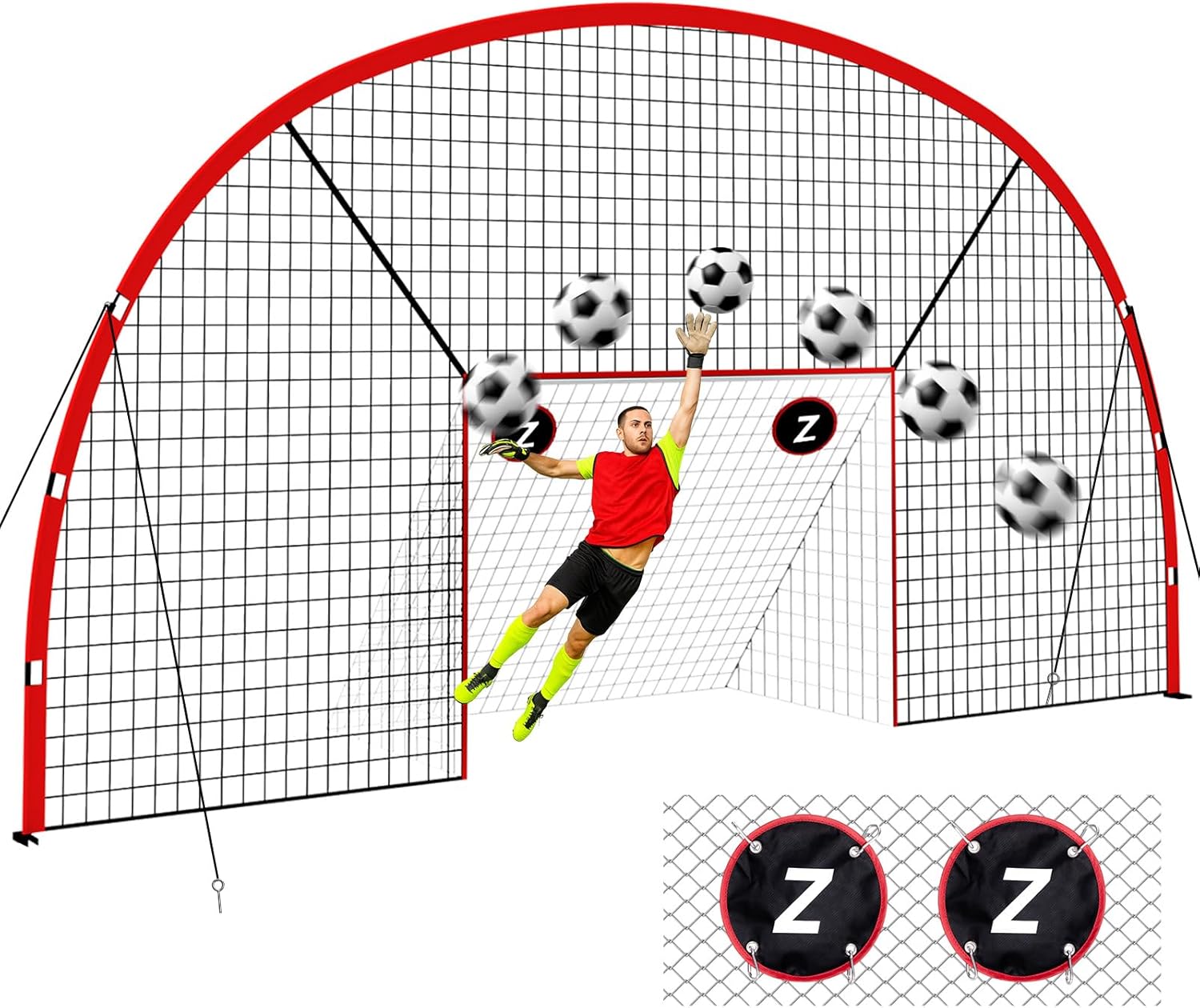 3-in-1 Soccer Goal with Backstop Net