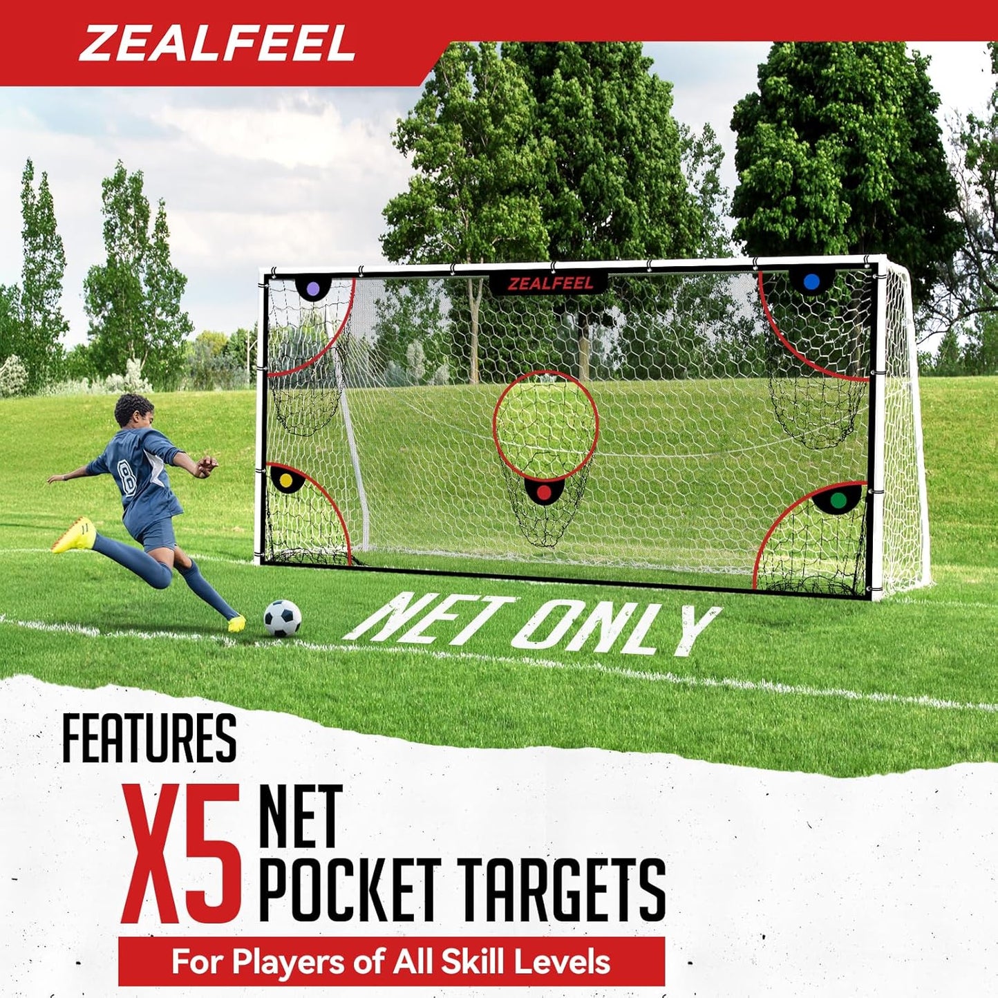 12x6ft Soccer Target Net with 5 Scoring Zones