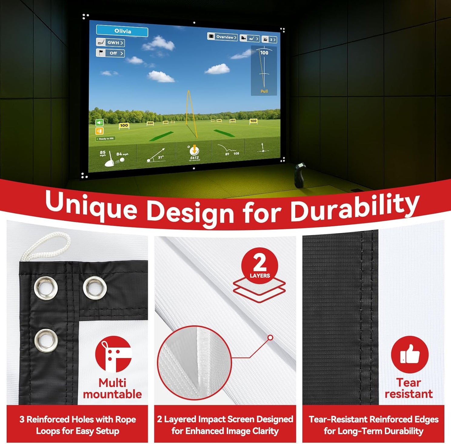 9x7ft Golf Simulator Impact Screen for Training