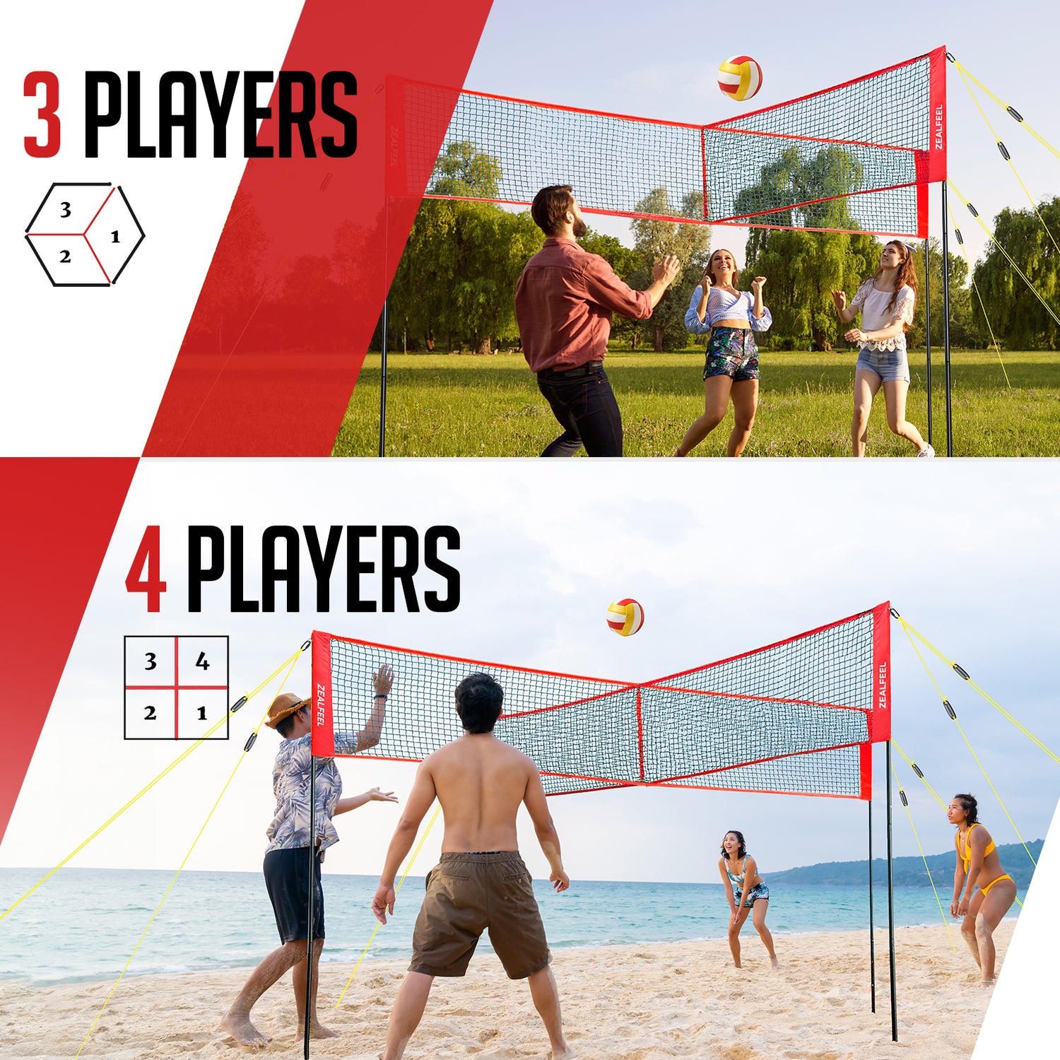 4 Square Volleyball Game Set
