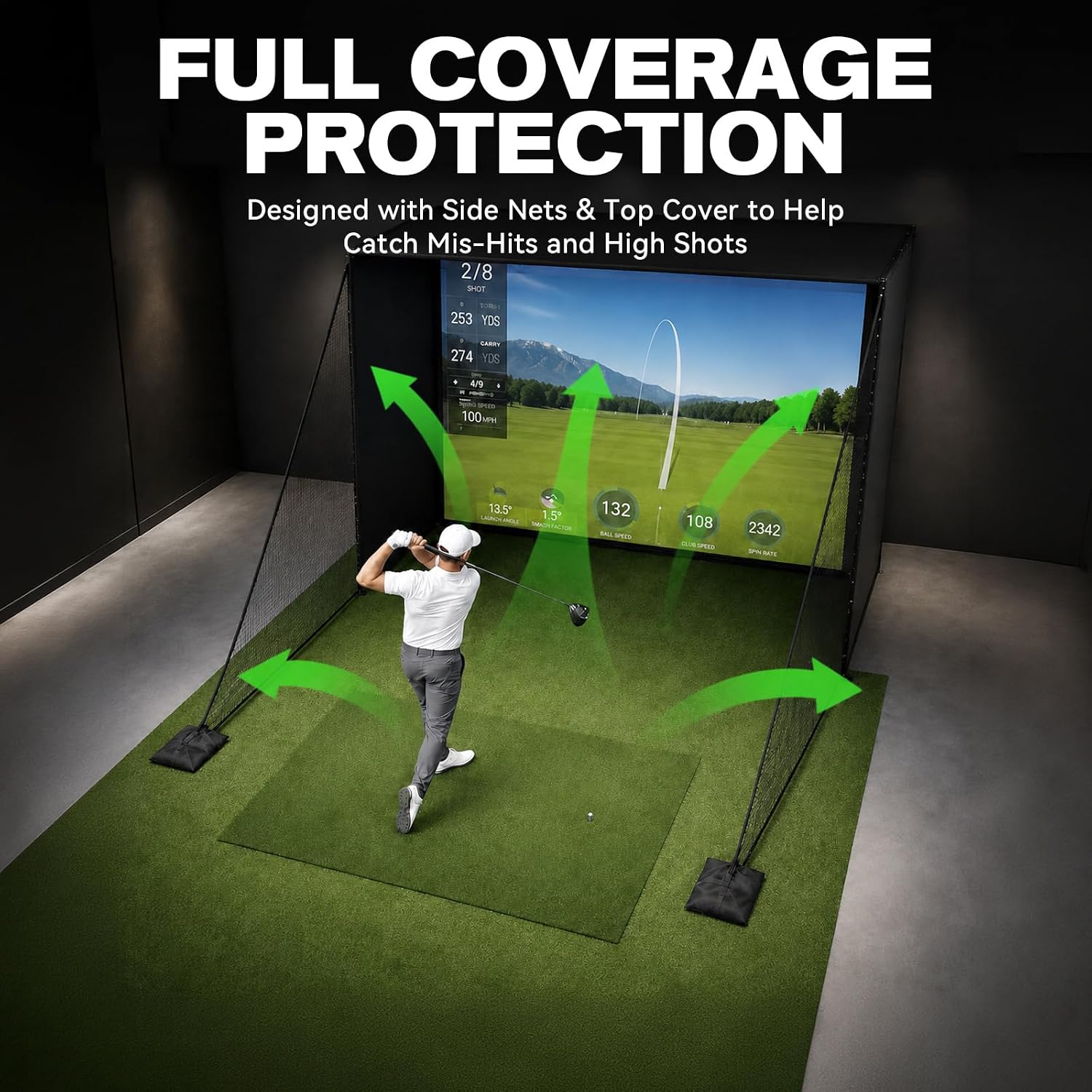 Golf Simulator Enclosure 12×9FT Golf Net
