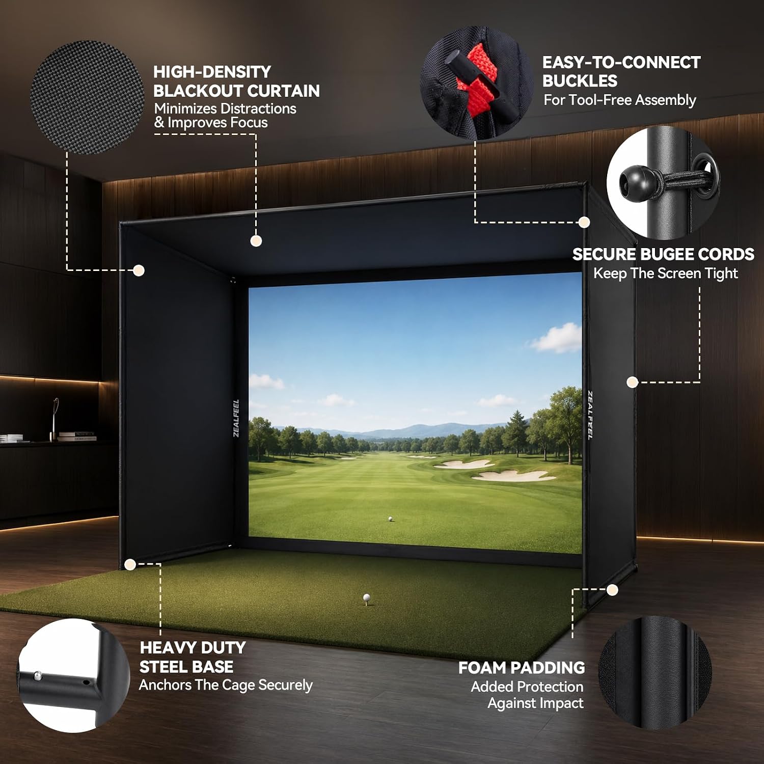 Golf Simulator Enclosure 12×9FT Golf Net