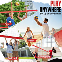 12FT Volleyball Net Set with 3-Level Adjustable Height Set