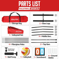 12FT Volleyball Net Set with 3-Level Adjustable Height Set