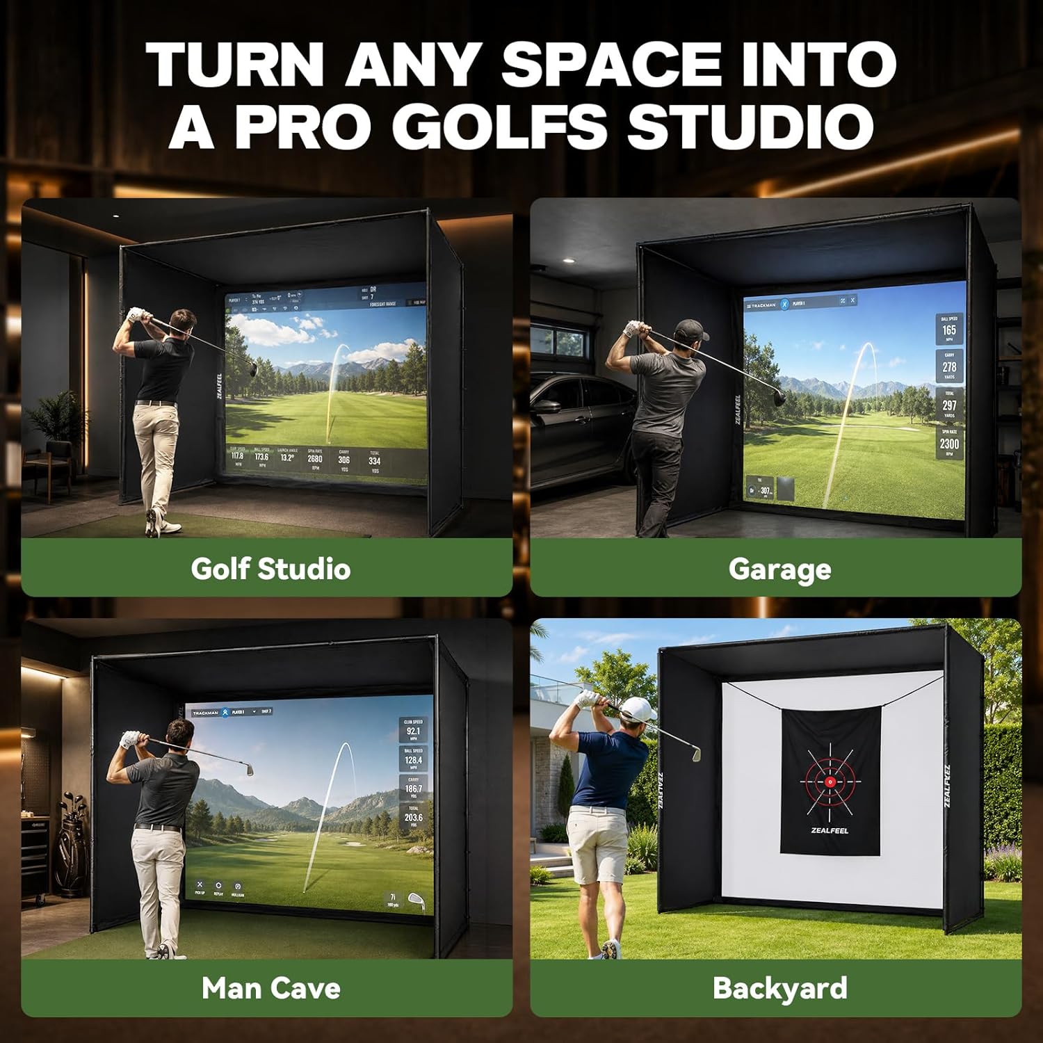 Golf Simulator Enclosure 12×9FT Golf Net
