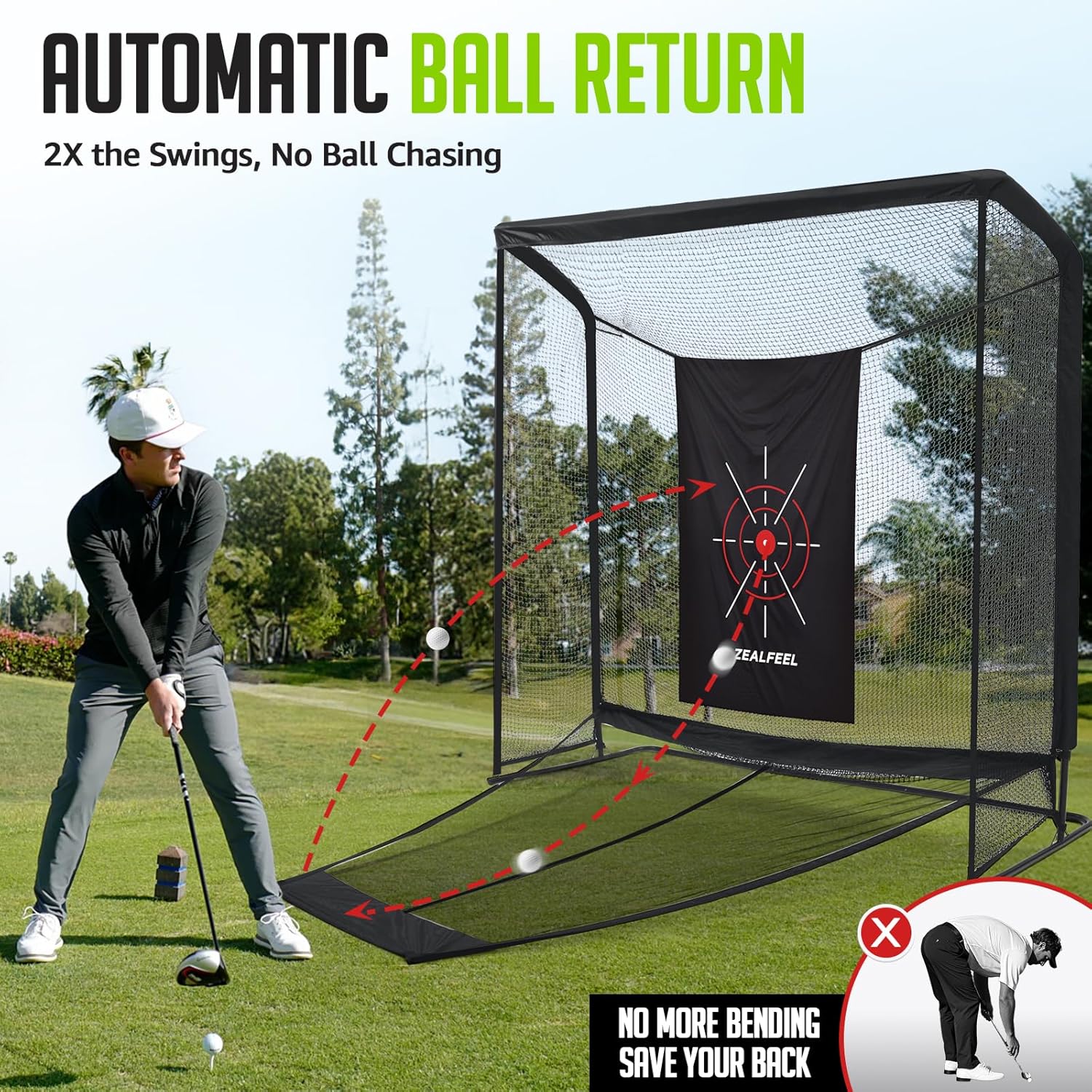8x8FT Golf Net with Auto-Ball Return